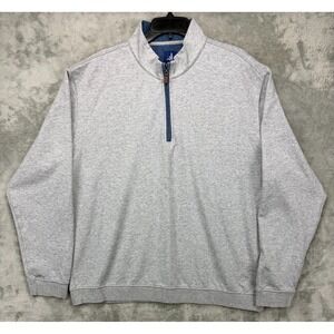 johnnie-O  Men's Sully Sweater XXL Light Gray 1/4 Zip Cotton Blend
